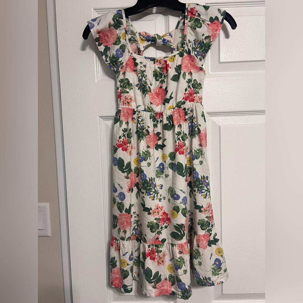 Old Navy White Floral Cotton Sundress with Pink, Green and Blue Accents. Lined.
